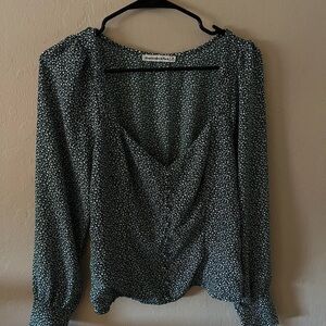 Abercrombie & Fitch Forest Green Floral Blouse